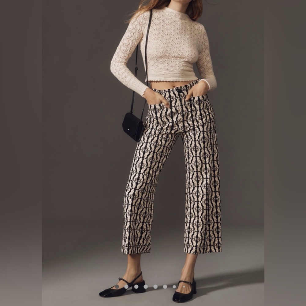 Anthropologie The Colette High Waisted Wide Leg Crop Pants: Ponte Edition